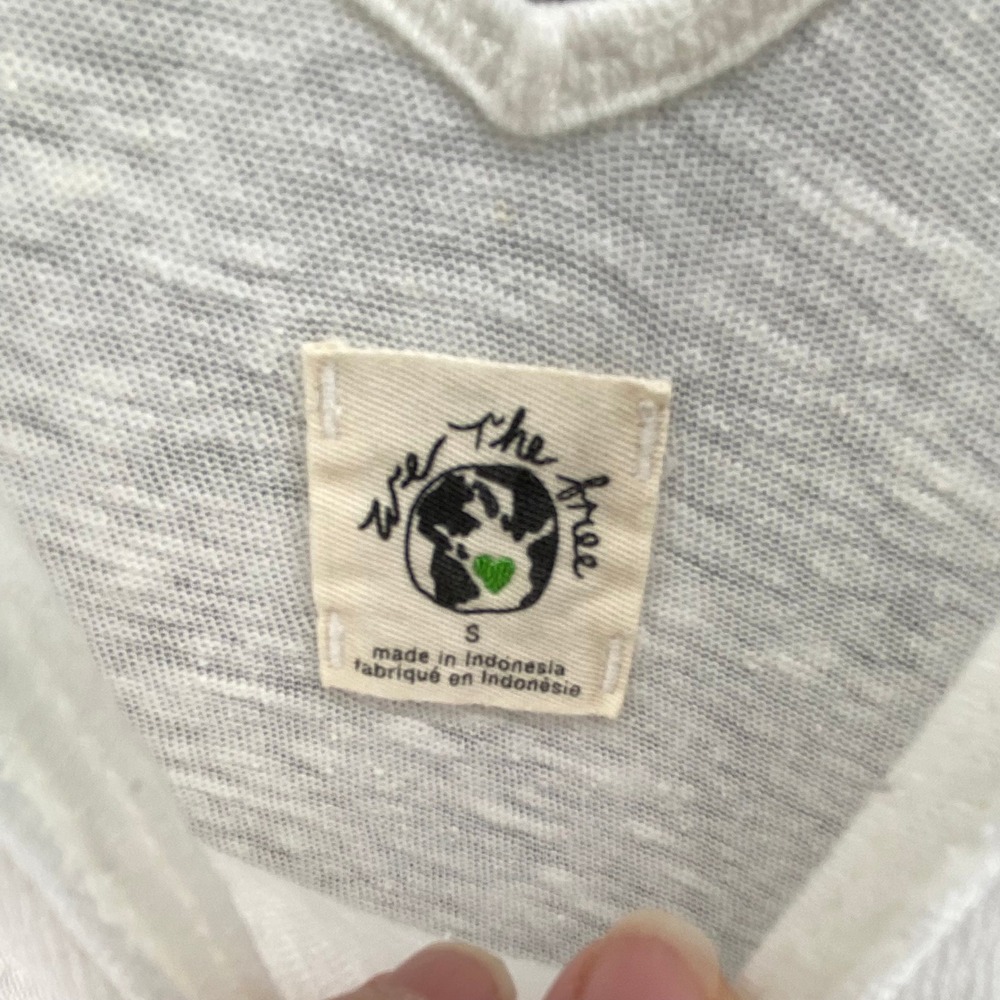 We The Free Rosie Tank Top Sz S Optic White Linen Blend Ruffle Hem V Neck - Picture 6 of 10